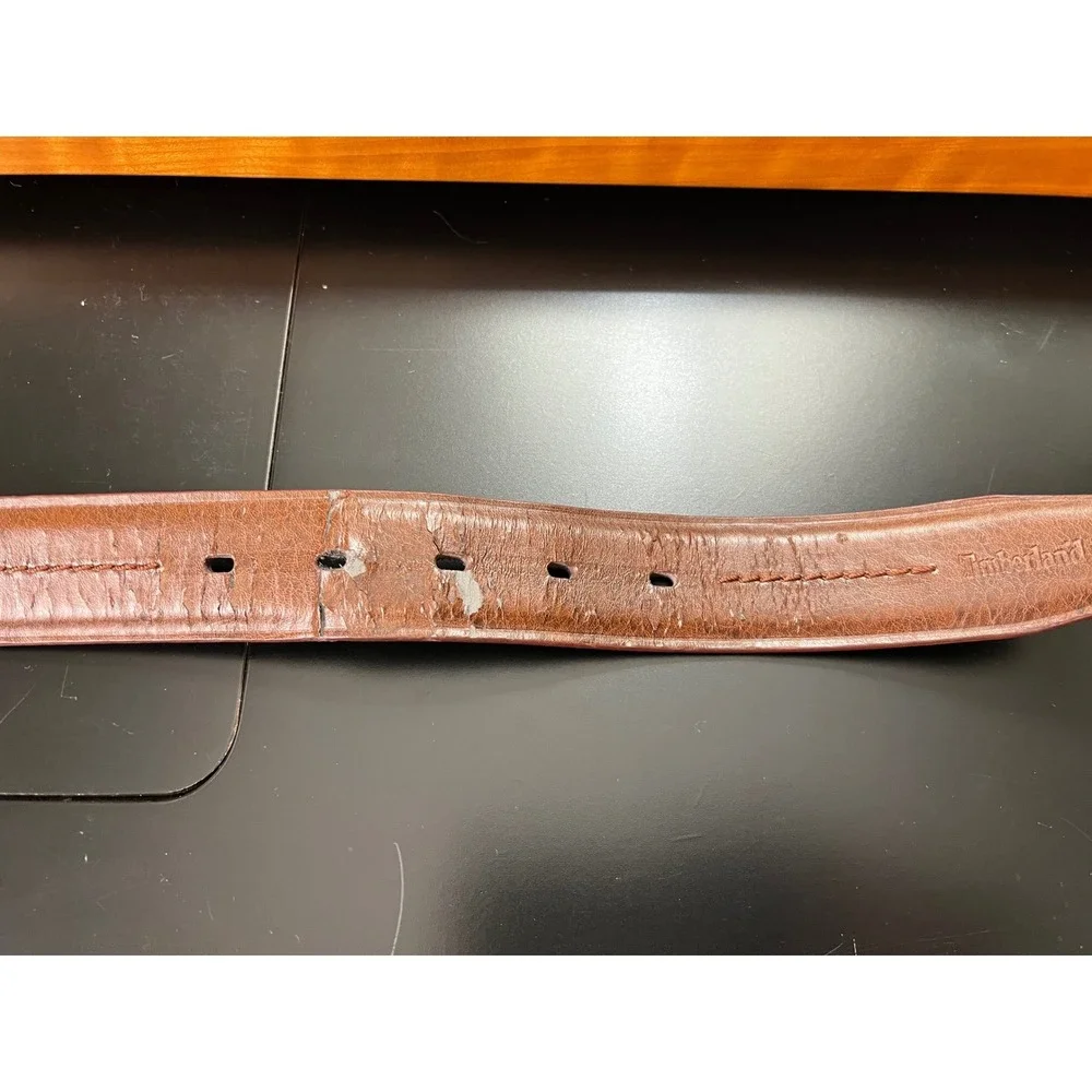 Timberland‎ Mens Reversible Leather Belt Black Brown Silver Buckle 40-44 Inch